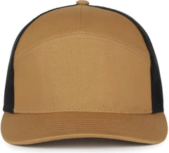 OC Sports OC106 7-Panel Mesh Back Cap -Old Gold Black - Black / OSFM
