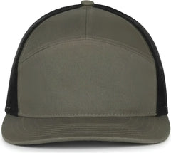 OC Sports OC106 7-Panel Mesh Back Cap -Olive Black - Black / OSFM