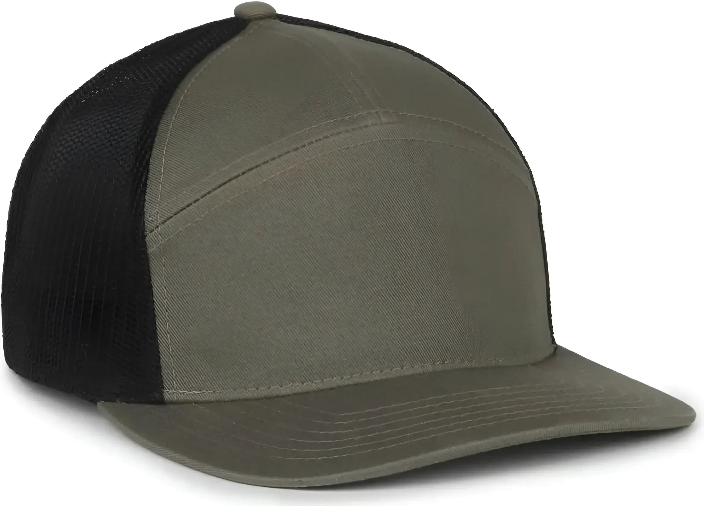 OC Sports OC106 7-Panel Mesh Back Cap -Olive Black - Black / OSFM