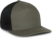 OC Sports OC106 7-Panel Mesh Back Cap -Olive Black - Black / OSFM