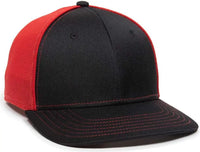 OC Sports OC12M Phenom Performance Twill Front Panel Cap -Black Red - Black Red / 6 3/4’’ - 7 1/8’’
