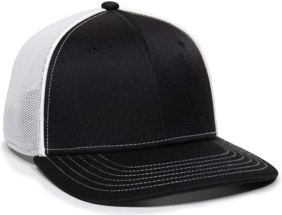OC Sports OC12M Phenom Performance Twill Front Panel Cap -Black White - Black White / 6 3/8’’ - 6 3/4’’