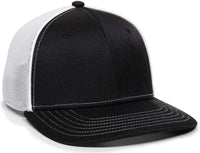 OC Sports OC12M Phenom Performance Twill Front Panel Cap -Black White - Black White / 6 3/8’’ - 6 3/4’’