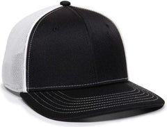 OC Sports OC12M Phenom Performance Twill Front Panel Cap -Black White - Black White / 6 3/8’’ - 6 3/4’’