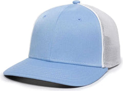 OC Sports OC12M Phenom Performance Twill Front Panel Cap -Columbia Blue White