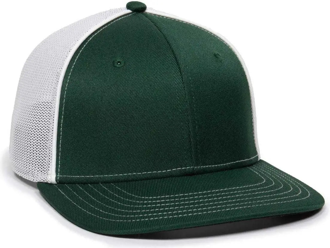 OC Sports OC12M Phenom Performance Twill Front Panel Cap -Dark Green White - Forest White / 6 3/4’’ - 7 1/8’’