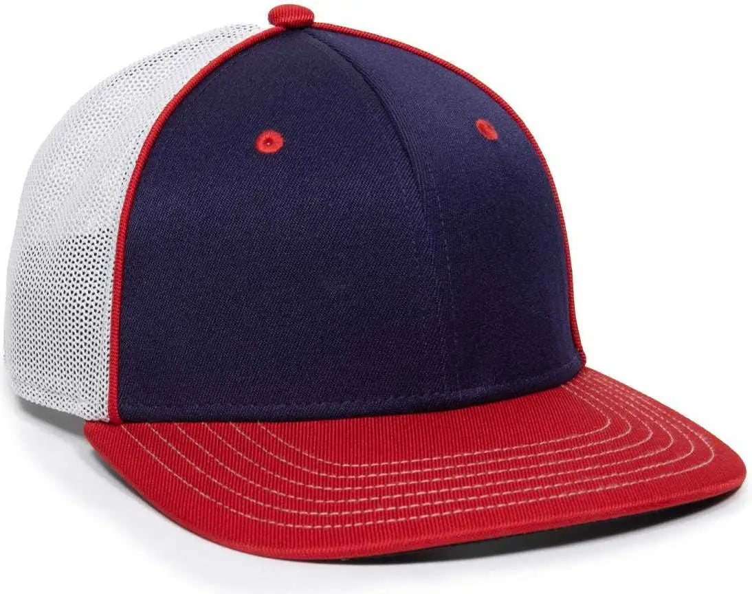 OC Sports OC12M Phenom Performance Twill Front Panel Cap -Navy White Red - Navy Red / 6 3/4’’ - 7 1/8’’