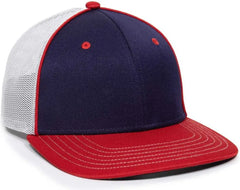 OC Sports OC12M Phenom Performance Twill Front Panel Cap -Navy White Red - Navy Red / 6 3/4’’ - 7 1/8’’