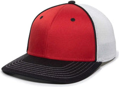 OC Sports OC12M Phenom Performance Twill Front Panel Cap -Red White Black