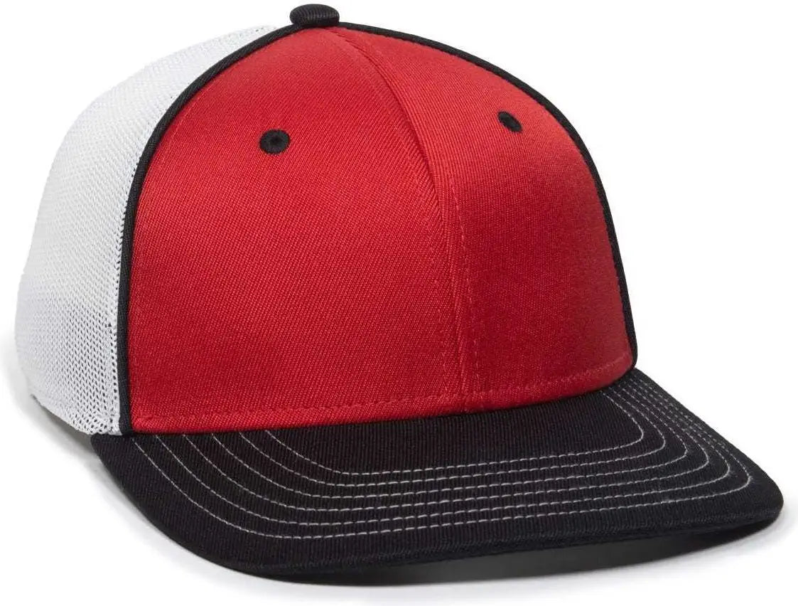 OC Sports OC12M Phenom Performance Twill Front Panel Cap -Red White Black - Red Black / 6 3/4’’ - 7 1/8’’