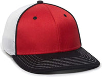 OC Sports OC12M Phenom Performance Twill Front Panel Cap -Red White Black - Red Black / 6 3/4’’ - 7 1/8’’
