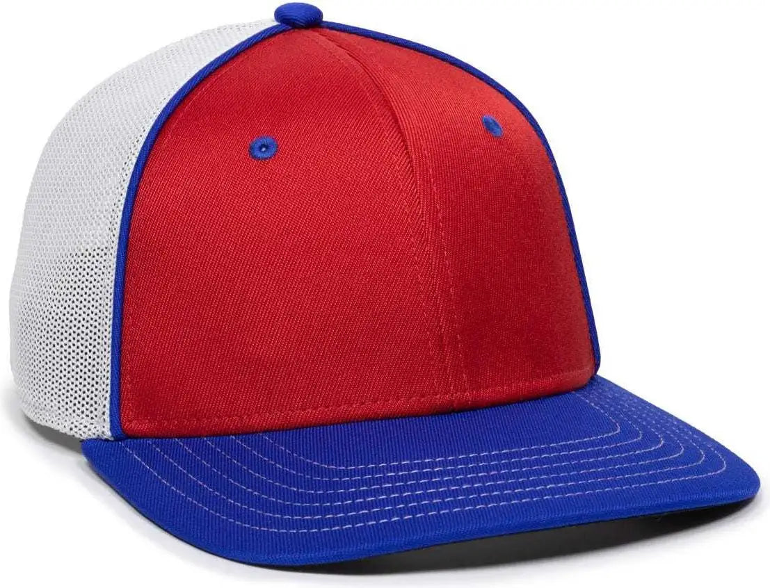 OC Sports OC12M Phenom Performance Twill Front Panel Cap -Red White Royal - Red White / 6 3/4’’ - 7 1/8’’