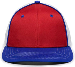 OC Sports OC12M Phenom Performance Twill Front Panel Cap -Red White Royal