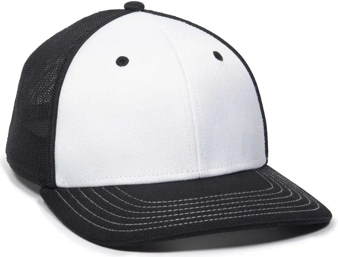 OC Sports OC12M Phenom Performance Twill Front Panel Cap -White Black Black - White Black / 6 3/4’’ - 7 1/8’’