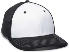 OC Sports OC12M Phenom Performance Twill Front Panel Cap -White Black Black - White Black / 6 3/4’’ - 7 1/8’’
