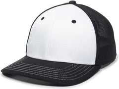 OC Sports OC12M Phenom Performance Twill Front Panel Cap -White Black Black