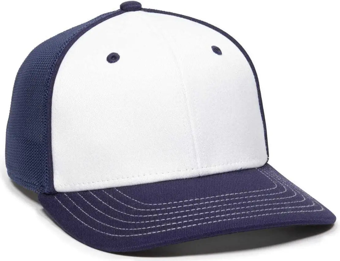 OC Sports OC12M Phenom Performance Twill Front Panel Cap -White Navy Navy - White Navy / 6 3/4’’ - 7 1/8’’