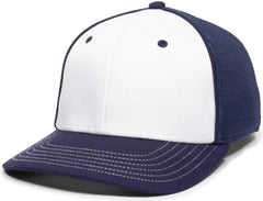 OC Sports OC12M Phenom Performance Twill Front Panel Cap -White Navy Navy
