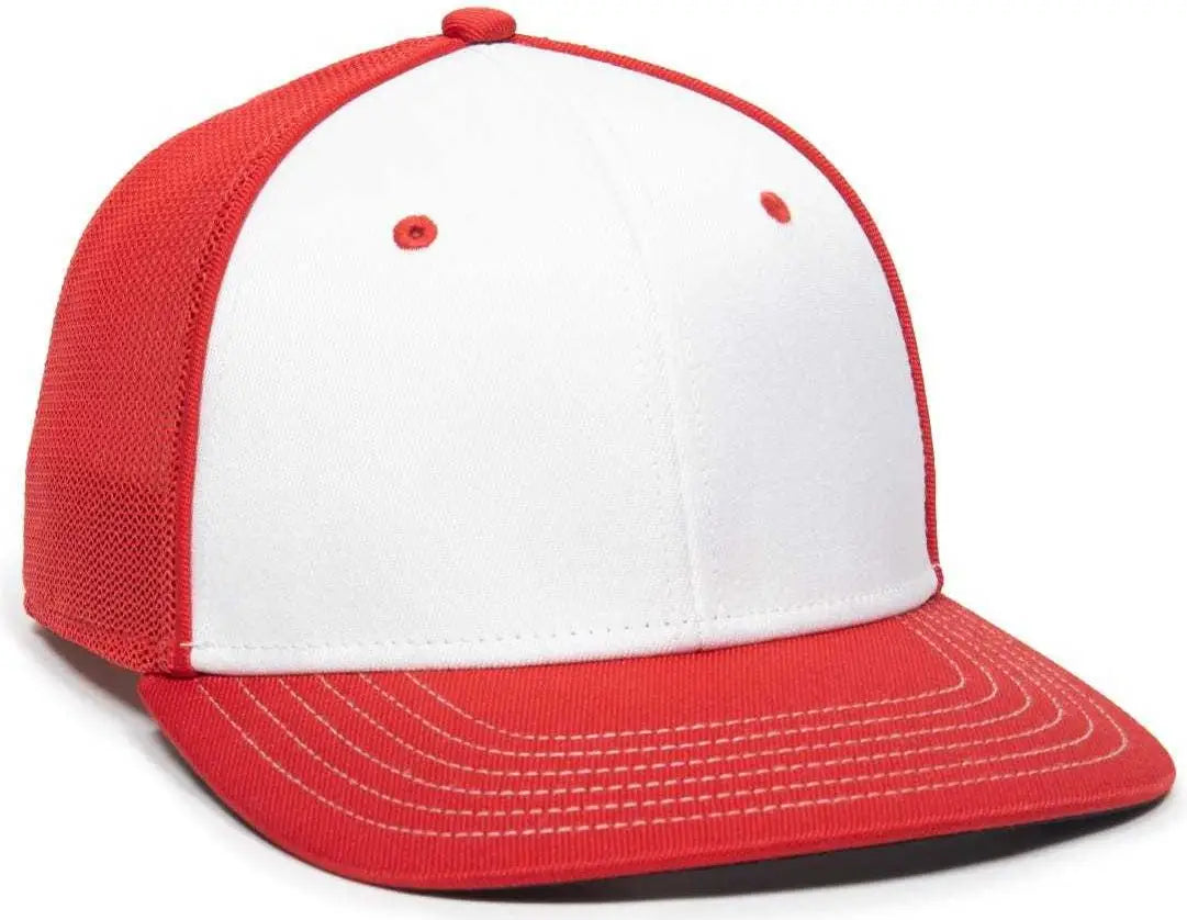 OC Sports OC12M Phenom Performance Twill Front Panel Cap -White Red Red - White Red / 6 3/4’’ - 7 1/8’’