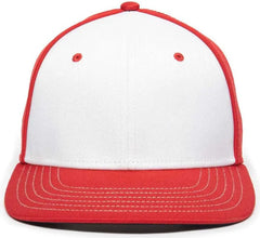 OC Sports OC12M Phenom Performance Twill Front Panel Cap -White Red Red