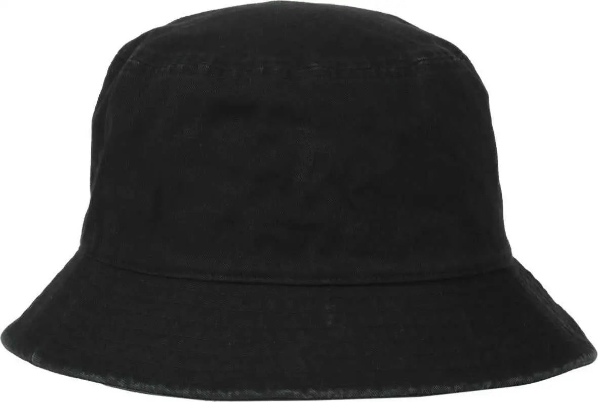 OC Sports OC200 Medium Washed Bucket Cotton Hat - Black - Black / OSFM