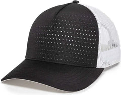 OC Sports OC502M Laser Perforated Font Panel Cap - Black White White - Black White / 6 7/8’’ - 7 1/2’’
