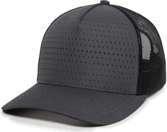 OC Sports OC502M Laser Perforated Font Panel Cap - Charcoal Black Black - Dark Gray Black / 6 7/8’’ - 7 1/2’’