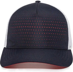 OC Sports OC502M Laser Perforated Font Panel Cap - Navy White Red - Navy Red / 6 7/8’’ - 7 1/2’’