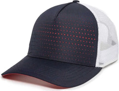 OC Sports OC502M Laser Perforated Font Panel Cap - Navy White Red - Navy Red / 6 7/8’’ - 7 1/2’’