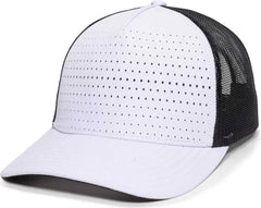 OC Sports OC502M Laser Perforated Font Panel Cap - White Black Black - White Black / 6 7/8’’ - 7 1/2’’