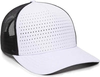OC Sports OC502M Laser Perforated Font Panel Cap - White Black Black - White Black / 6 7/8’’ - 7 1/2’’