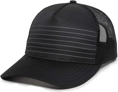 OC Sports OC503M Stripped Front Panel Cap - Black Charcoal - Black Dark Gray / 6 7/8’’ - 7 1/2’’