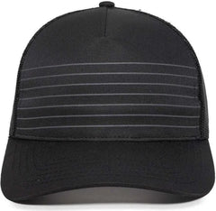 OC Sports OC503M Stripped Front Panel Cap - Black Charcoal - Black Dark Gray / 6 7/8’’ - 7 1/2’’