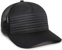 OC Sports OC503M Stripped Front Panel Cap - Black Charcoal - Black Dark Gray / 6 7/8’’ - 7 1/2’’