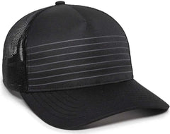 OC Sports OC503M Stripped Front Panel Cap - Black Charcoal - Black Dark Gray / 6 7/8’’ - 7 1/2’’