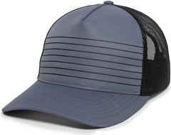 OC Sports OC503M Stripped Front Panel Cap - Charcoal Black - Dark Gray Black / 6 7/8’’ - 7 1/2’’