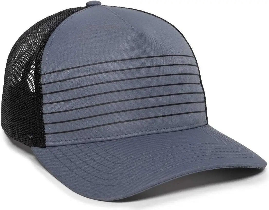 OC Sports OC503M Stripped Front Panel Cap - Charcoal Black - Dark Gray Black / 6 7/8’’ - 7 1/2’’
