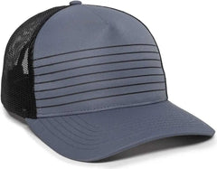 OC Sports OC503M Stripped Front Panel Cap - Charcoal Black - Dark Gray Black / 6 7/8’’ - 7 1/2’’