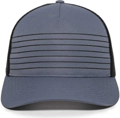 OC Sports OC503M Stripped Front Panel Cap - Charcoal Black - Dark Gray Black / 6 7/8’’ - 7 1/2’’