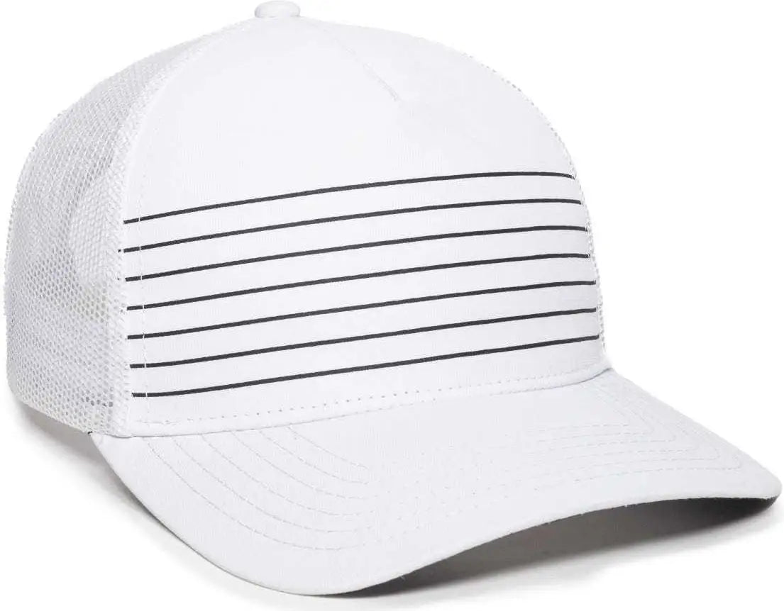 OC Sports OC503M Stripped Front Panel Cap - White Black - White Black / 6 7/8’’ - 7 1/2’’