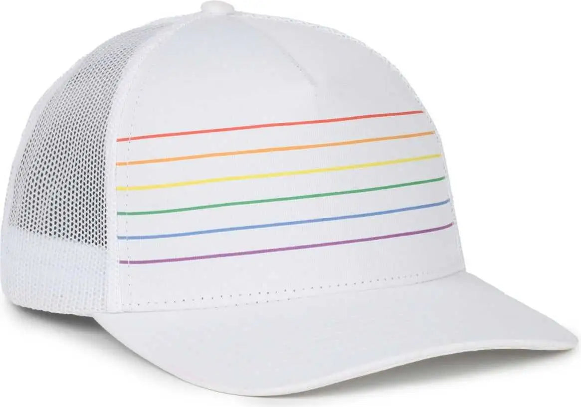 OC Sports OC503M Stripped Front Panel Cap - White Prism - Prism / OSFM