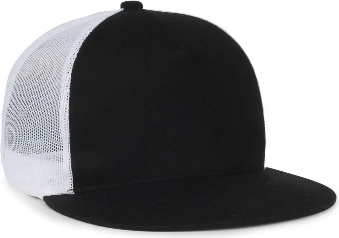 OC Sports OC510HP 5-Panel Mesh Back Cap - Black White - White / OSFM