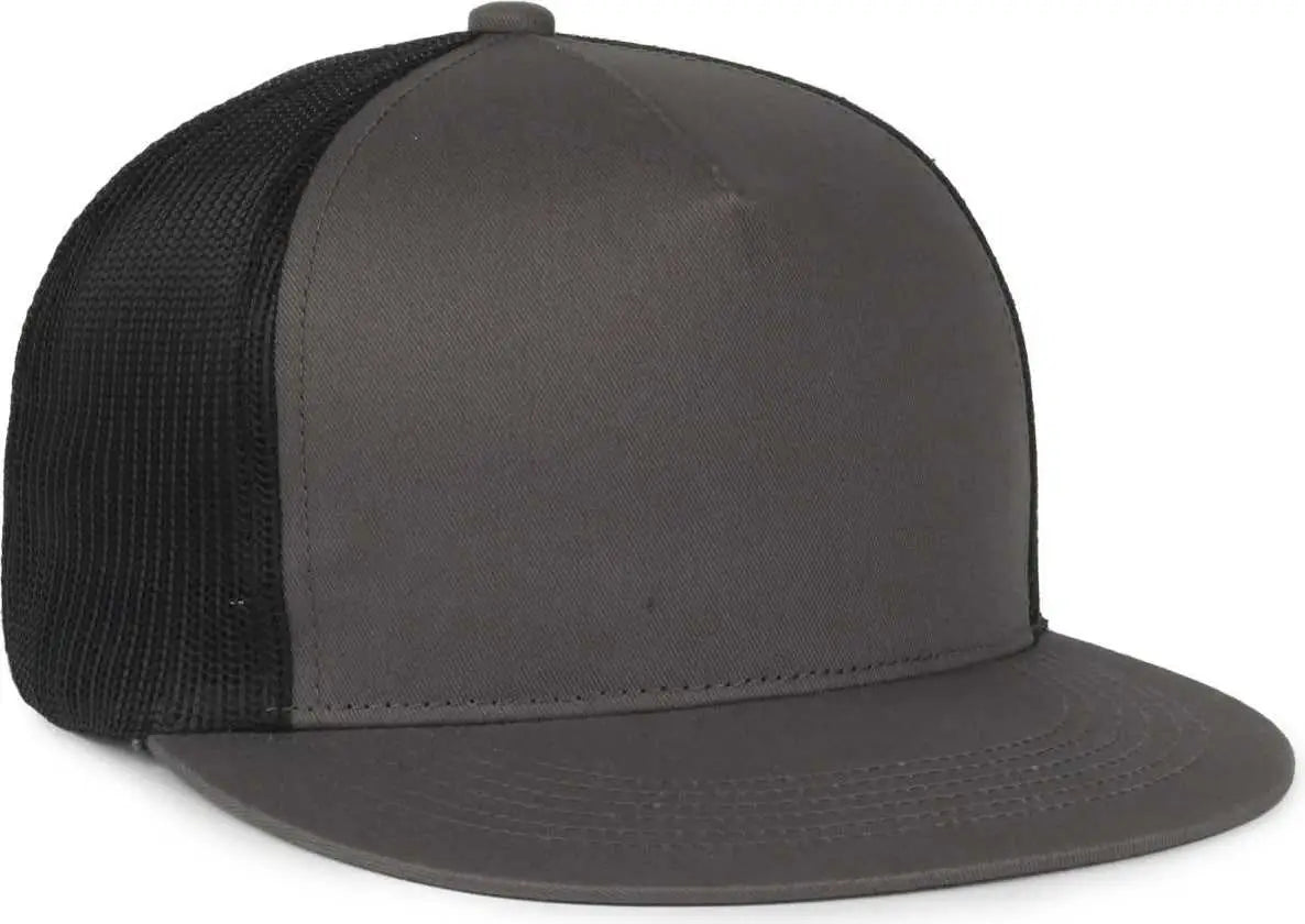 OC Sports OC510HP 5-Panel Mesh Back Cap - Charcoal Black - Black / OSFM