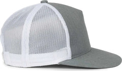 OC Sports OC510HP 5-Panel Mesh Back Cap - Heathered Gray White - White / OSFM
