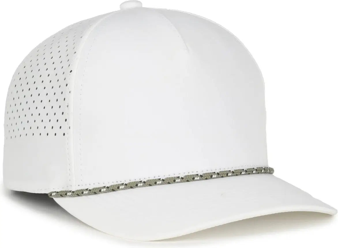 OC Sports OC551PF Perforated Performance 5-Panel with Cord Cap - White - White / OSFM