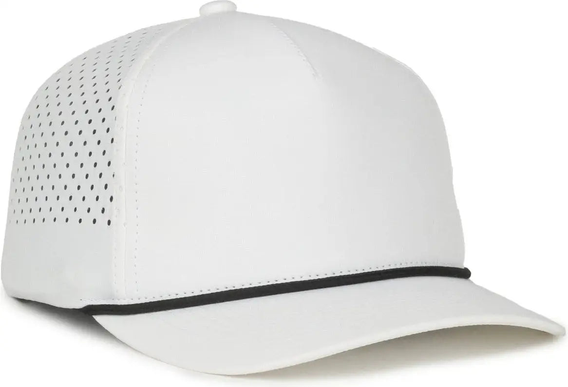 OC Sports OC551PF Perforated Performance 5-Panel with Cord Cap - White Black Cord - Cord / OSFM