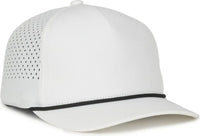 OC Sports OC551PF Perforated Performance 5-Panel with Cord Cap - White Black Cord - Cord / OSFM