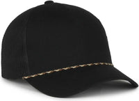 OC Sports OC555M 5-Panel Mesh Back with Cord Cap - Black Black - Black / OSFM