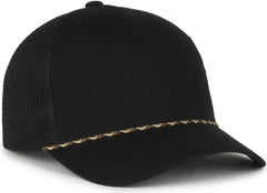 OC Sports OC555M 5-Panel Mesh Back with Cord Cap - Black Black - Black / OSFM