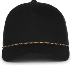 OC Sports OC555M 5-Panel Mesh Back with Cord Cap - Black Black - Black / OSFM